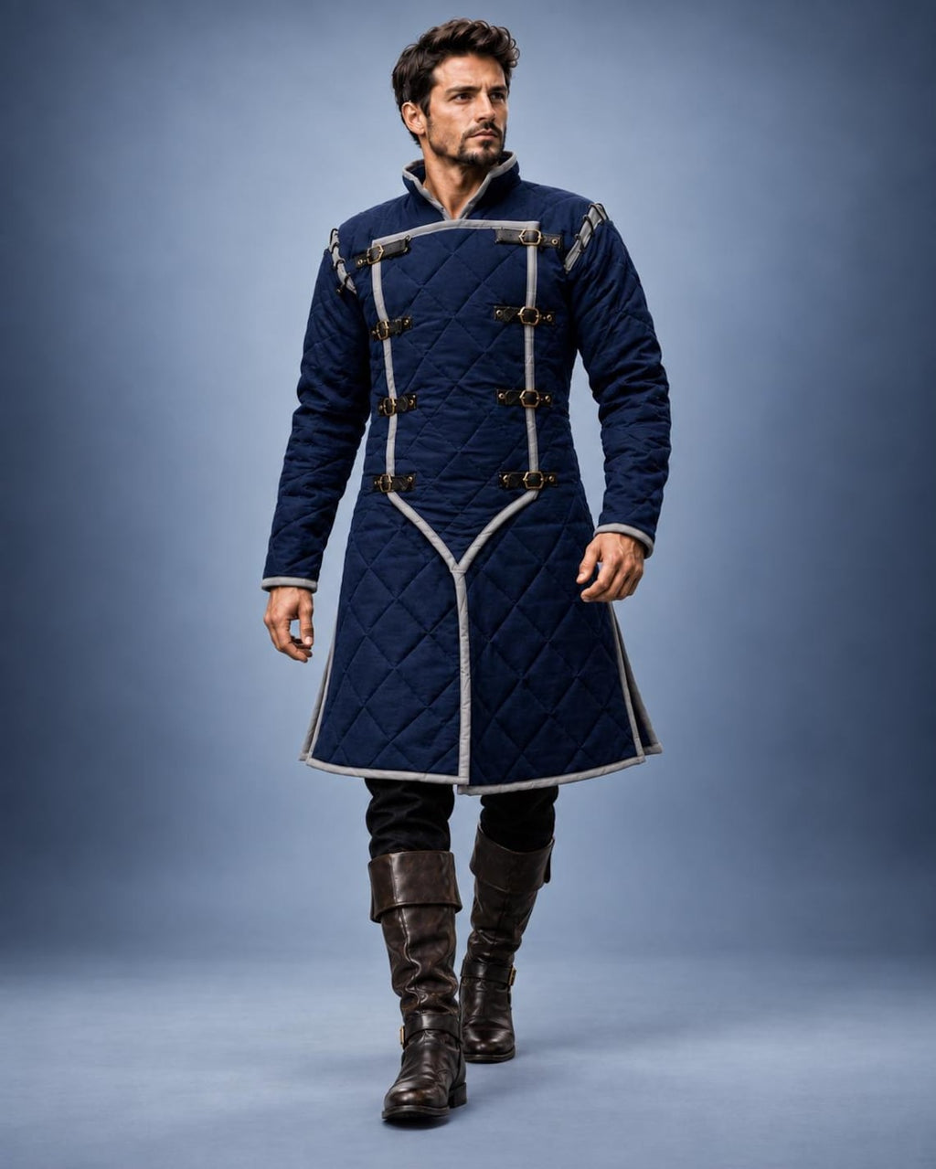 Men's Medieval Gambeson Coat, Quilted Padded Armor Jacket, LARP Reenactment Costume