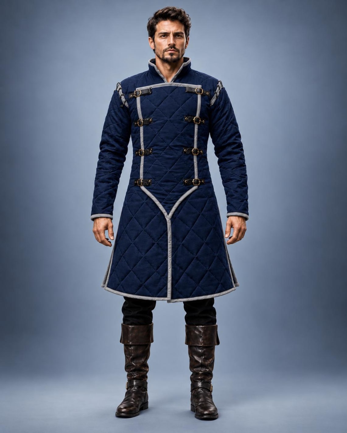 Men's Medieval Gambeson Coat, Quilted Padded Armor Jacket, LARP Reenactment Costume