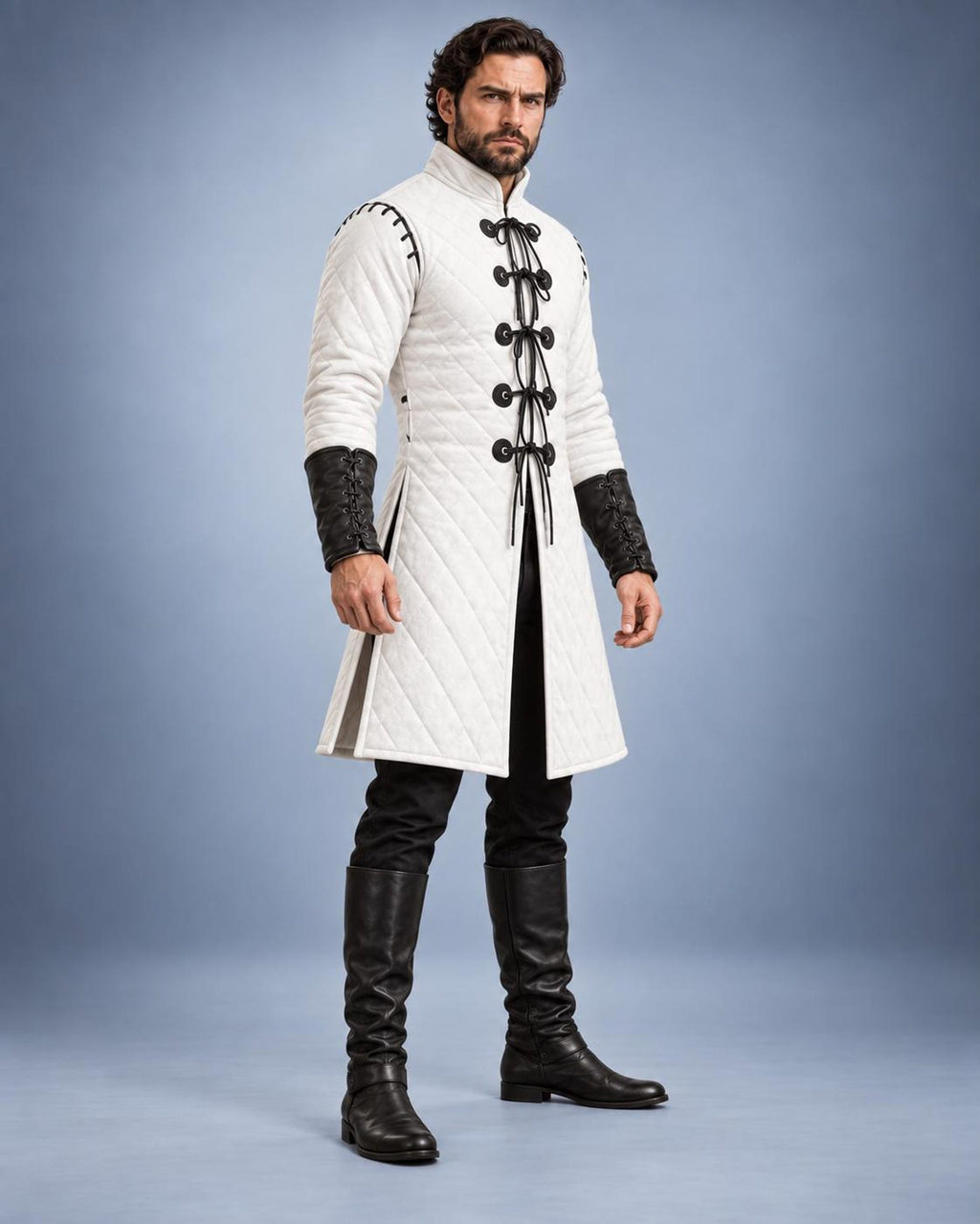 Men's Quilted Gambeson Coat, Medieval Armor Jacket, LARP Reenactment Costume