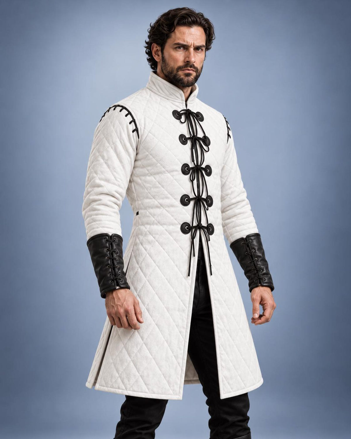 Men's Quilted Gambeson Coat, Medieval Armor Jacket, LARP Reenactment Costume