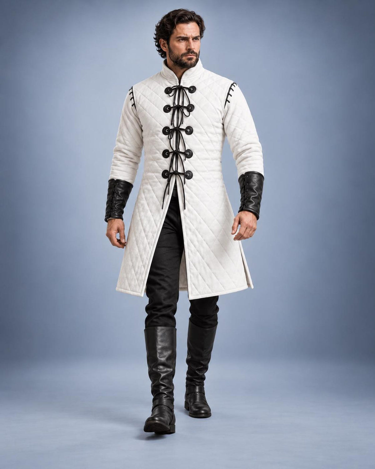 Men's Quilted Gambeson Coat, Medieval Armor Jacket, LARP Reenactment Costume