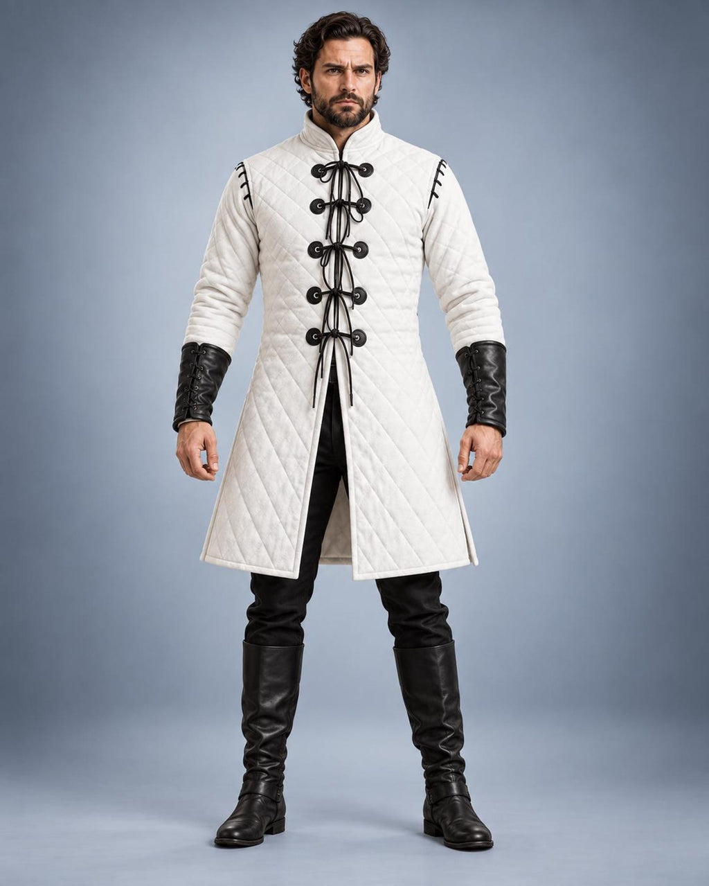Men's Quilted Gambeson Coat, Medieval Armor Jacket, LARP Reenactment Costume