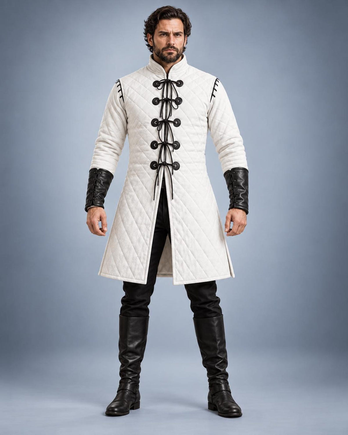 Men's Quilted Gambeson Coat, Medieval Armor Jacket, LARP Reenactment Costume