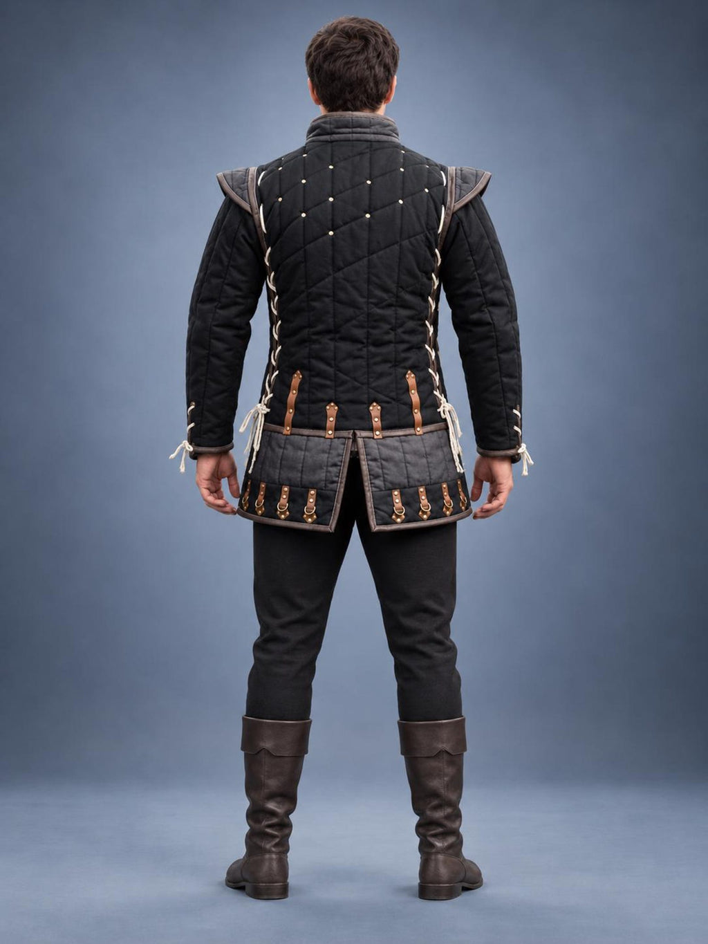 Men’s Medieval Gambeson Jacket Quilted Padded Armor Coat LARP Knight Costume Renaissance Reenactment Outfit