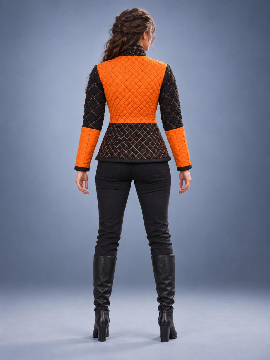 Women's Medieval Gambeson Jacket, Orange Black Quilted Padded Armor, LARP Knight Costume