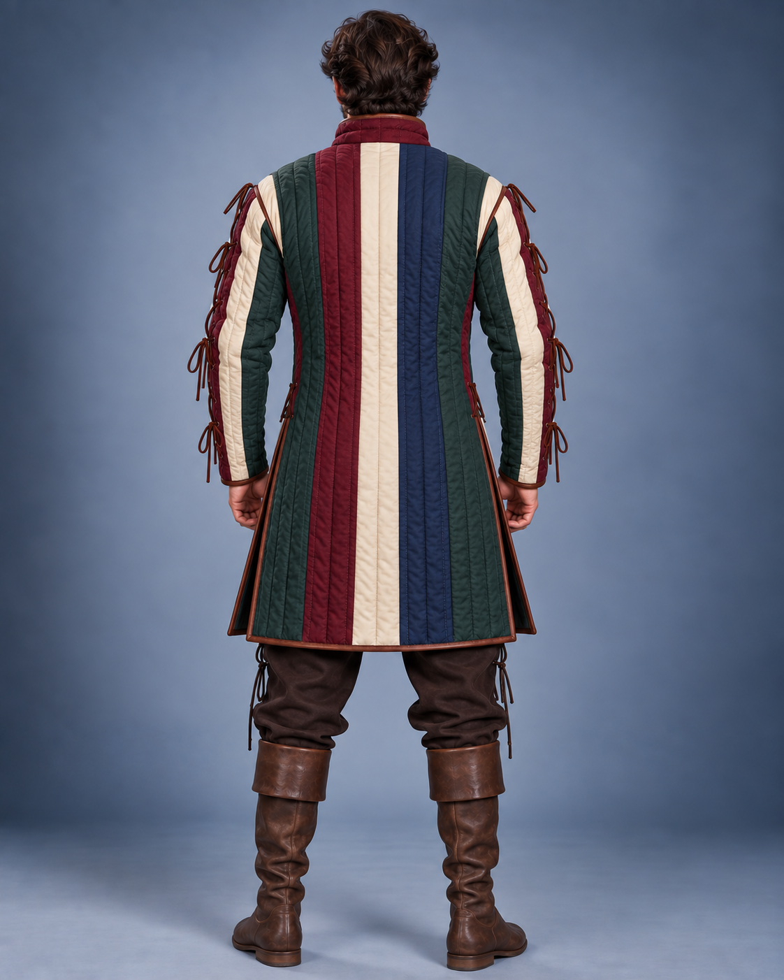 Multicolor Men's Gambeson, Quilted Medieval Armor Coat, LARP Reenactment Costume