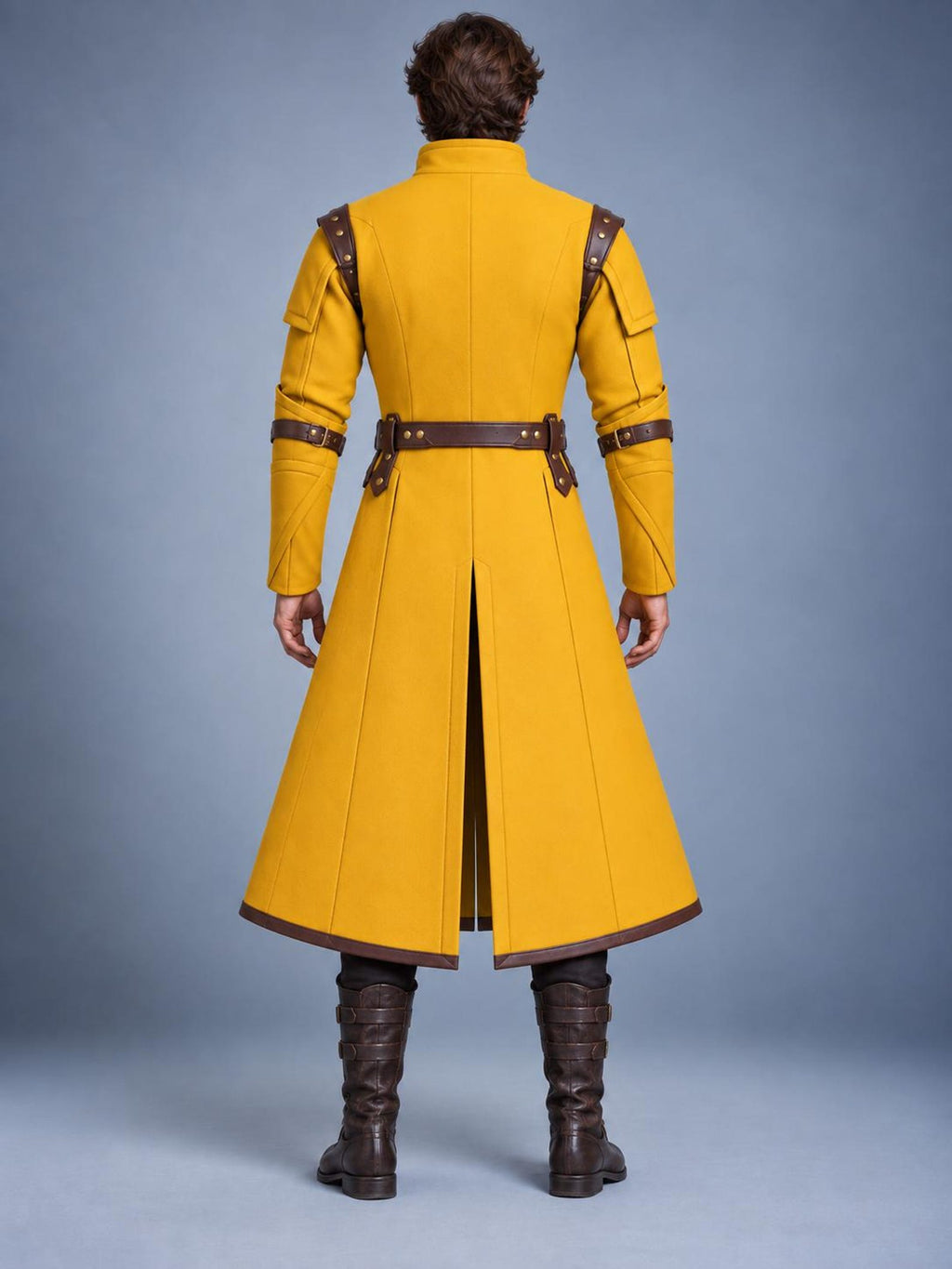 Men's Medieval Gambeson Coat, Yellow Padded Armor Jacket, LARP Reenactment Costume