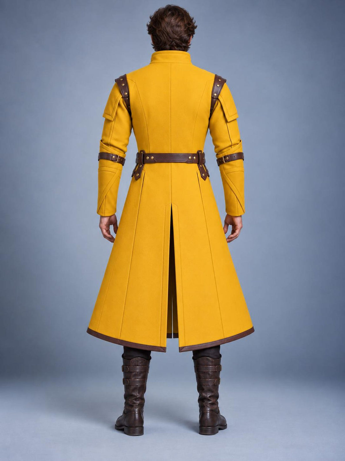 Men's Medieval Gambeson Coat, Yellow Padded Armor Jacket, LARP Reenactment Costume