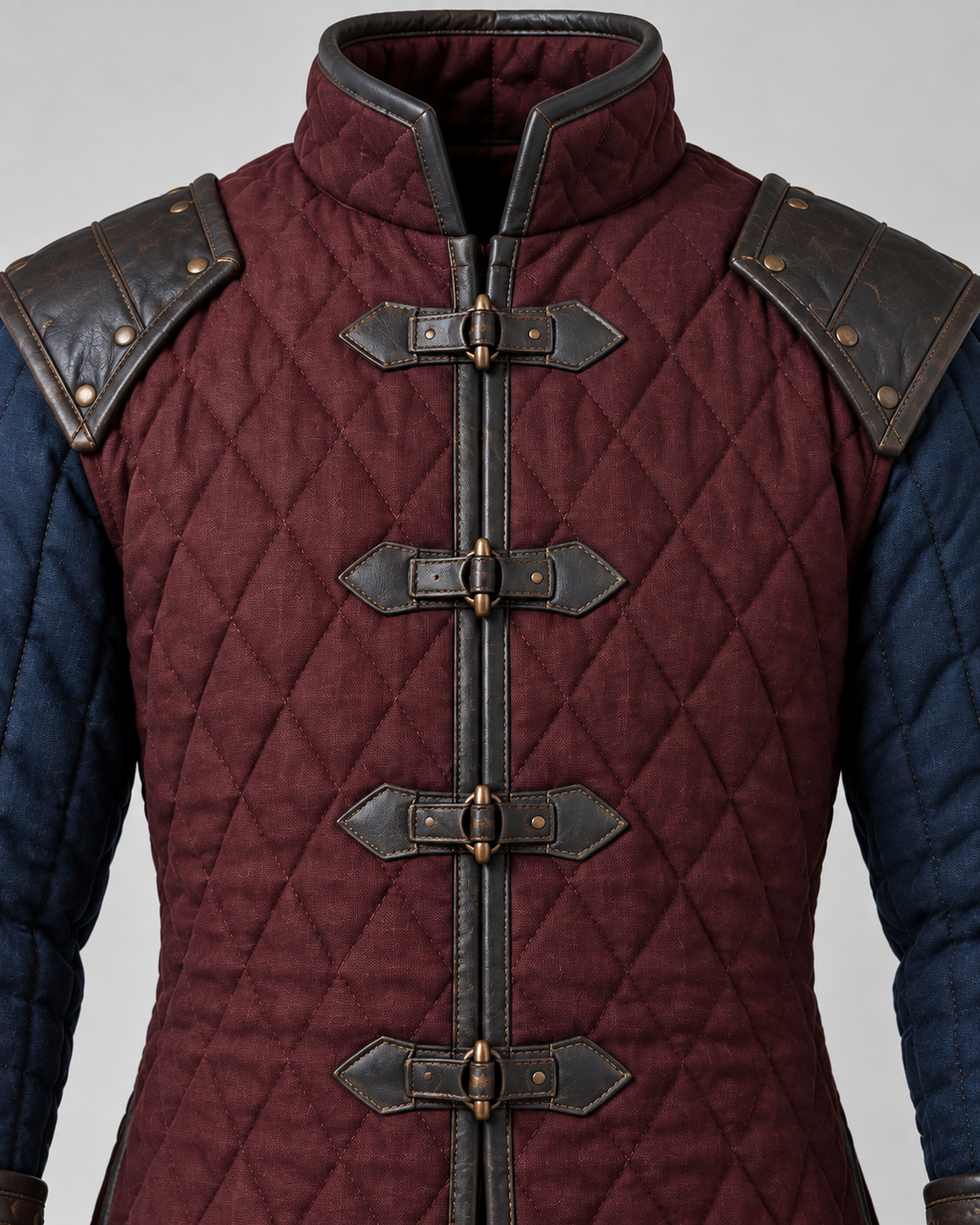 Men's Medieval Gambeson Quilted Armor Coat, LARP Reenactment Knight Costume, Renaissance Padded Jacket