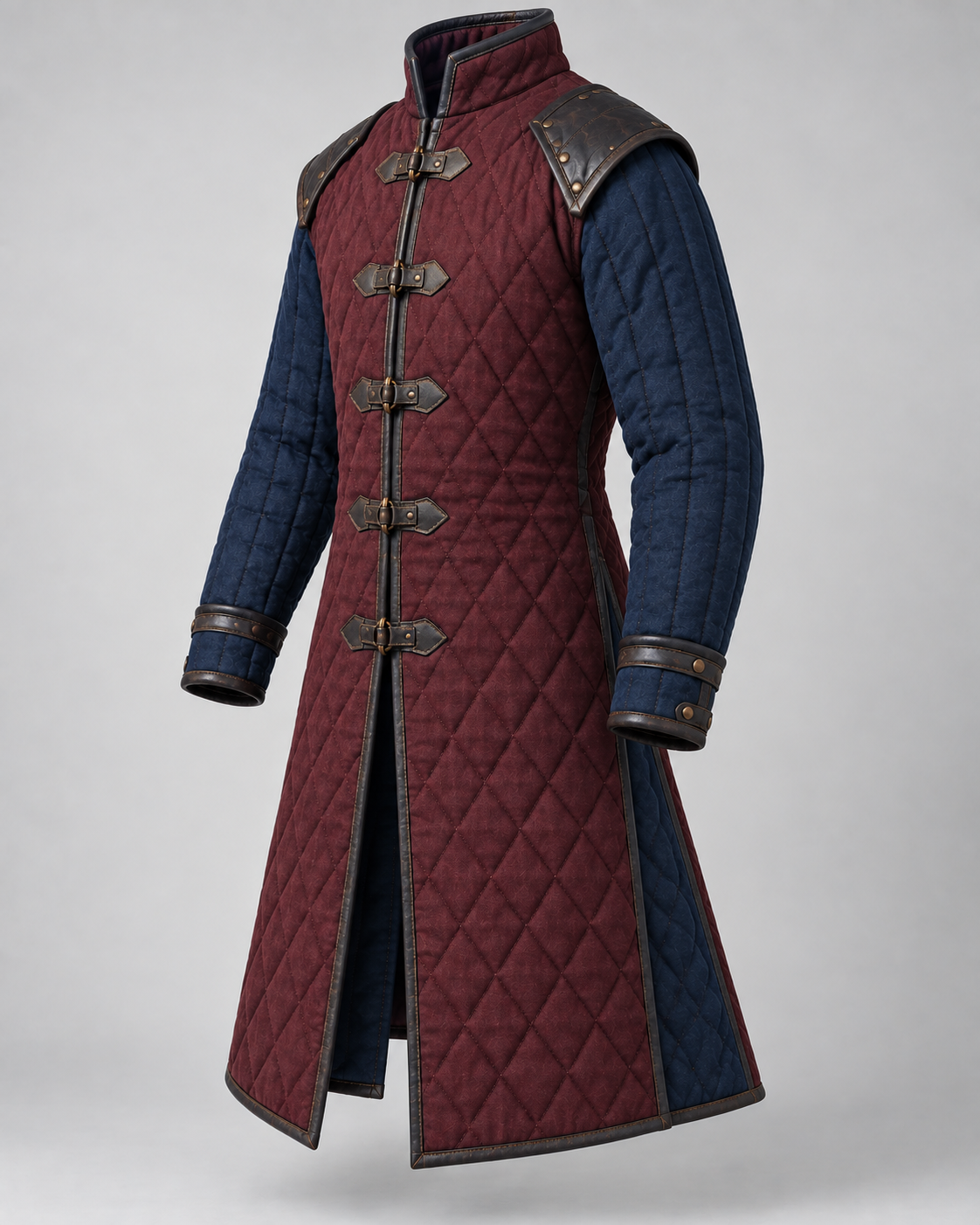 Men's Medieval Gambeson Quilted Armor Coat, LARP Reenactment Knight Costume, Renaissance Padded Jacket