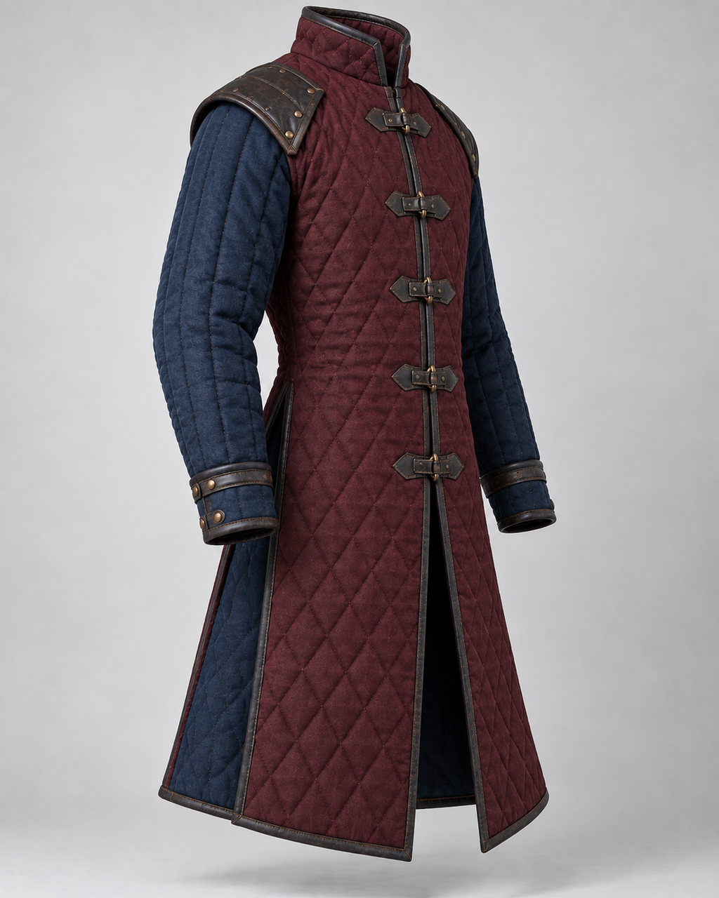 Men's Medieval Gambeson Quilted Armor Coat, LARP Reenactment Knight Costume, Renaissance Padded Jacket
