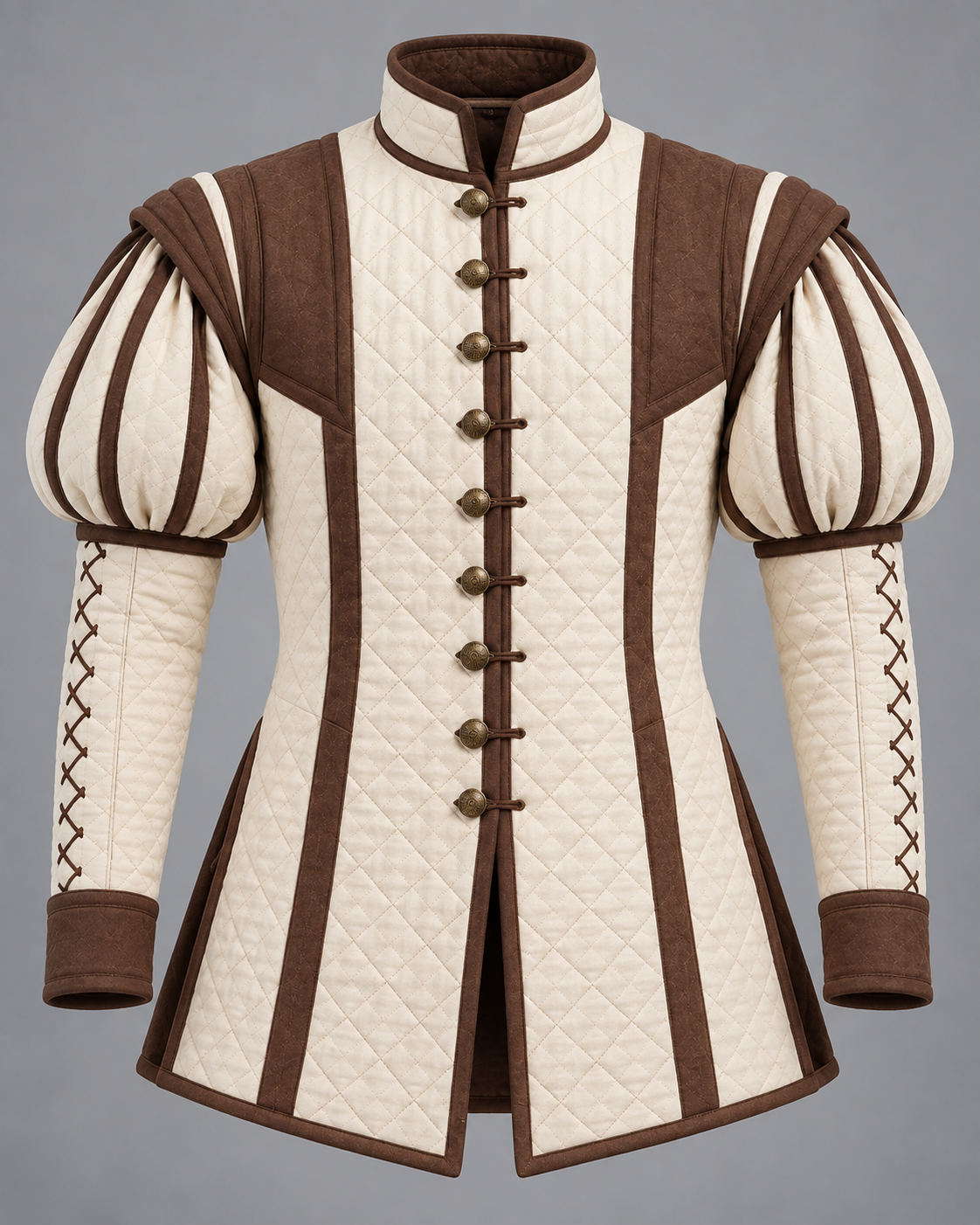 Mens Renaissance Doublet, Padded Medieval Jacket, Puff Sleeve Landsknecht Costume, LARP Reenactment Historical Outfit
