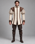 Mens Renaissance Doublet, Padded Medieval Jacket, Puff Sleeve Landsknecht Costume, LARP Reenactment Historical Outfit