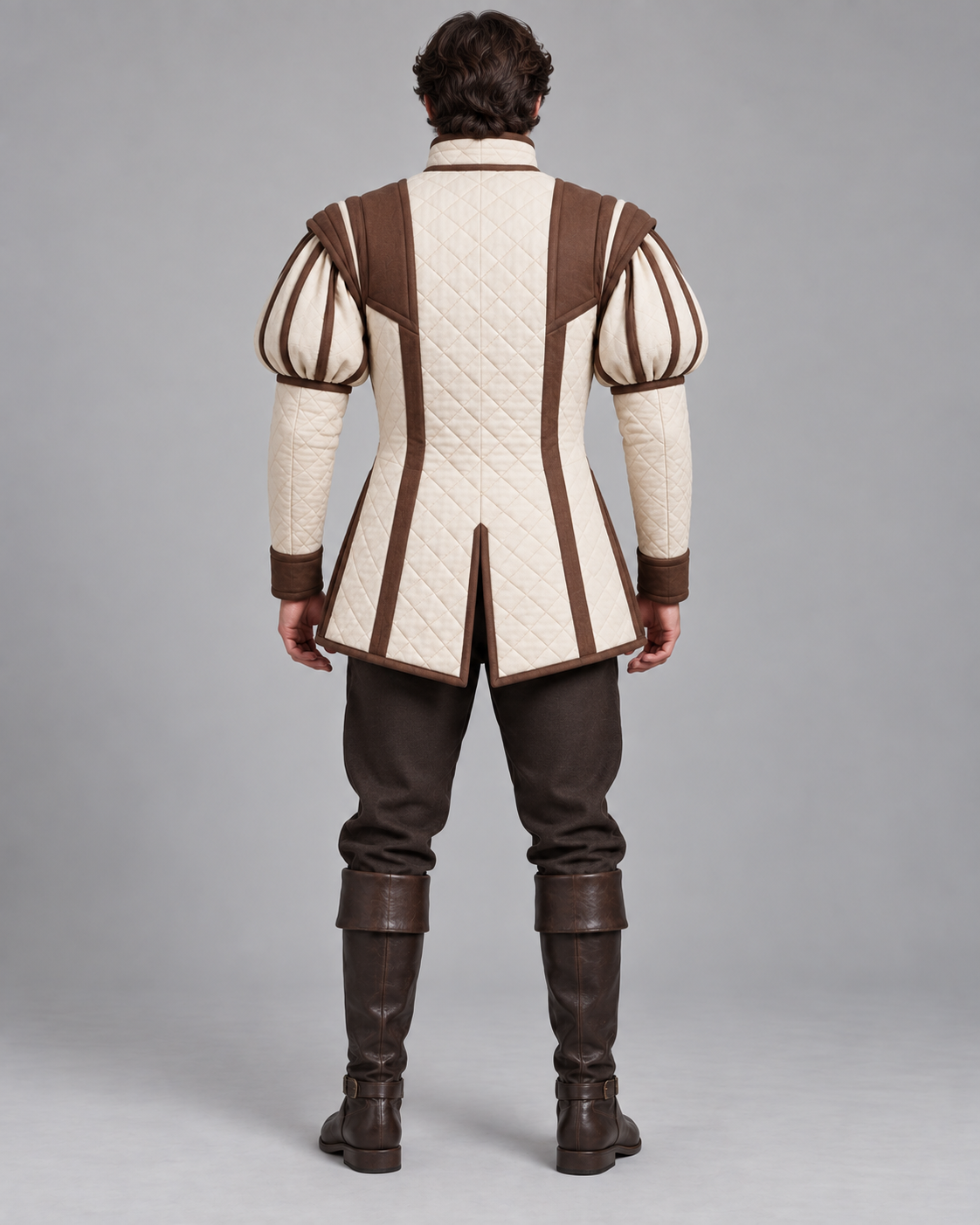 Mens Renaissance Doublet, Padded Medieval Jacket, Puff Sleeve Landsknecht Costume, LARP Reenactment Historical Outfit