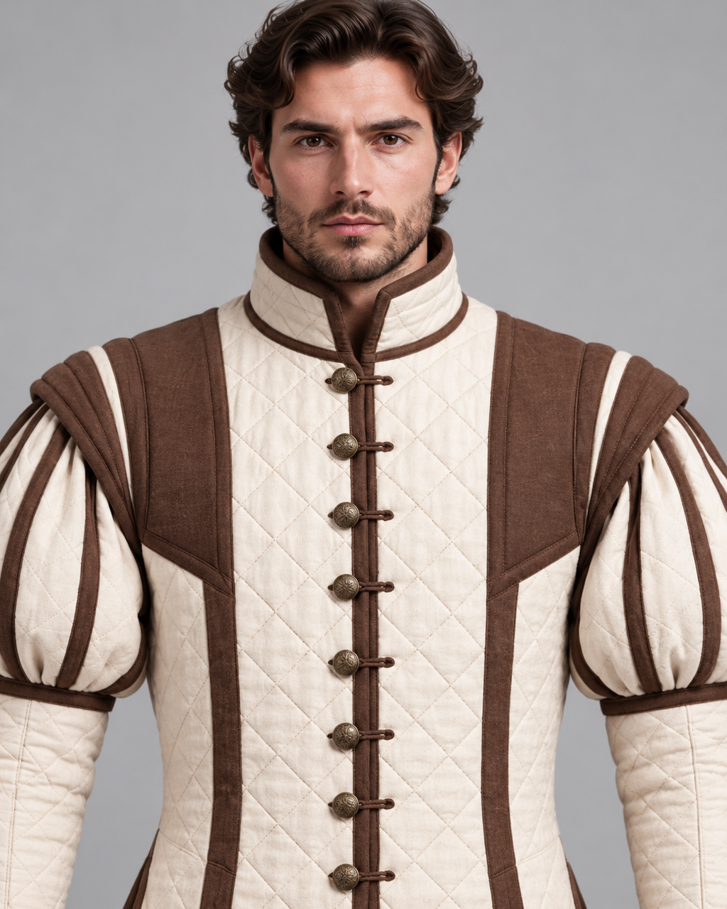 Mens Renaissance Doublet, Padded Medieval Jacket, Puff Sleeve Landsknecht Costume, LARP Reenactment Historical Outfit