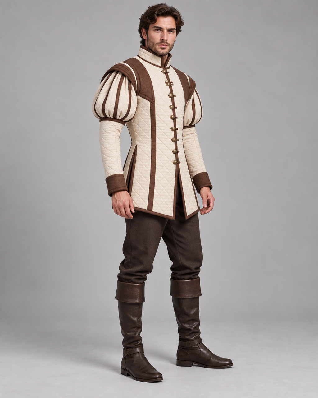Mens Renaissance Doublet, Padded Medieval Jacket, Puff Sleeve Landsknecht Costume, LARP Reenactment Historical Outfit