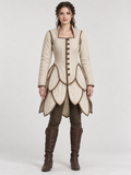 Women’s Medieval Gambeson Coat, Ivory Quilted LARP Jacket, Renaissance Fantasy Armor, Reenactment Costume
