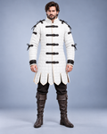 Men's White Quilted Gambeson, Medieval Armor Coat, LARP Reenactment Costume