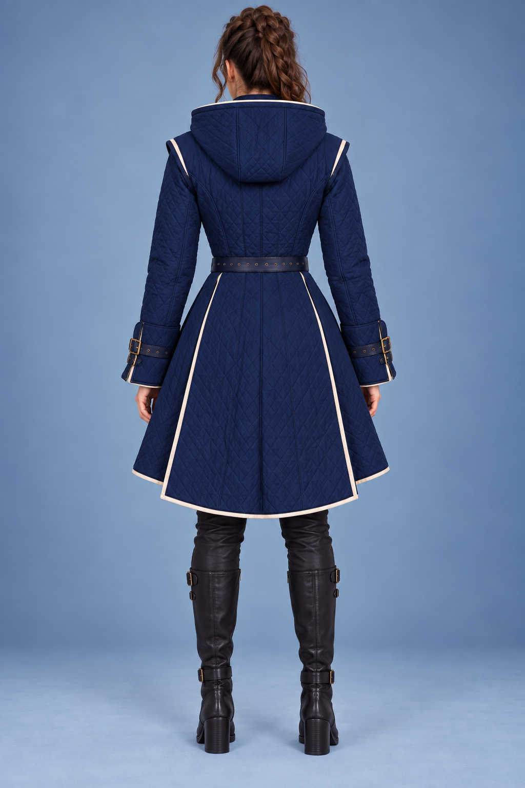Women’s Medieval Gambeson Coat, Quilted Padded LARP Armor, Hooded Renaissance Jacket, Fantasy Reenactment Costume