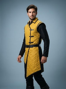 Men’s Medieval Gambeson, Quilted Padded Armor Tunic, LARP Warrior Costume, Reenactment Knight Outfit