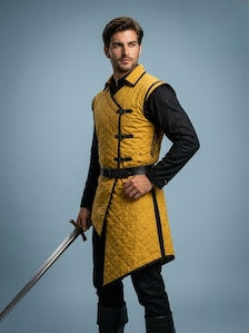 Men’s Medieval Gambeson, Quilted Padded Armor Tunic, LARP Warrior Costume, Reenactment Knight Outfit