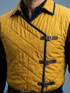 Men’s Medieval Gambeson, Quilted Padded Armor Tunic, LARP Warrior Costume, Reenactment Knight Outfit