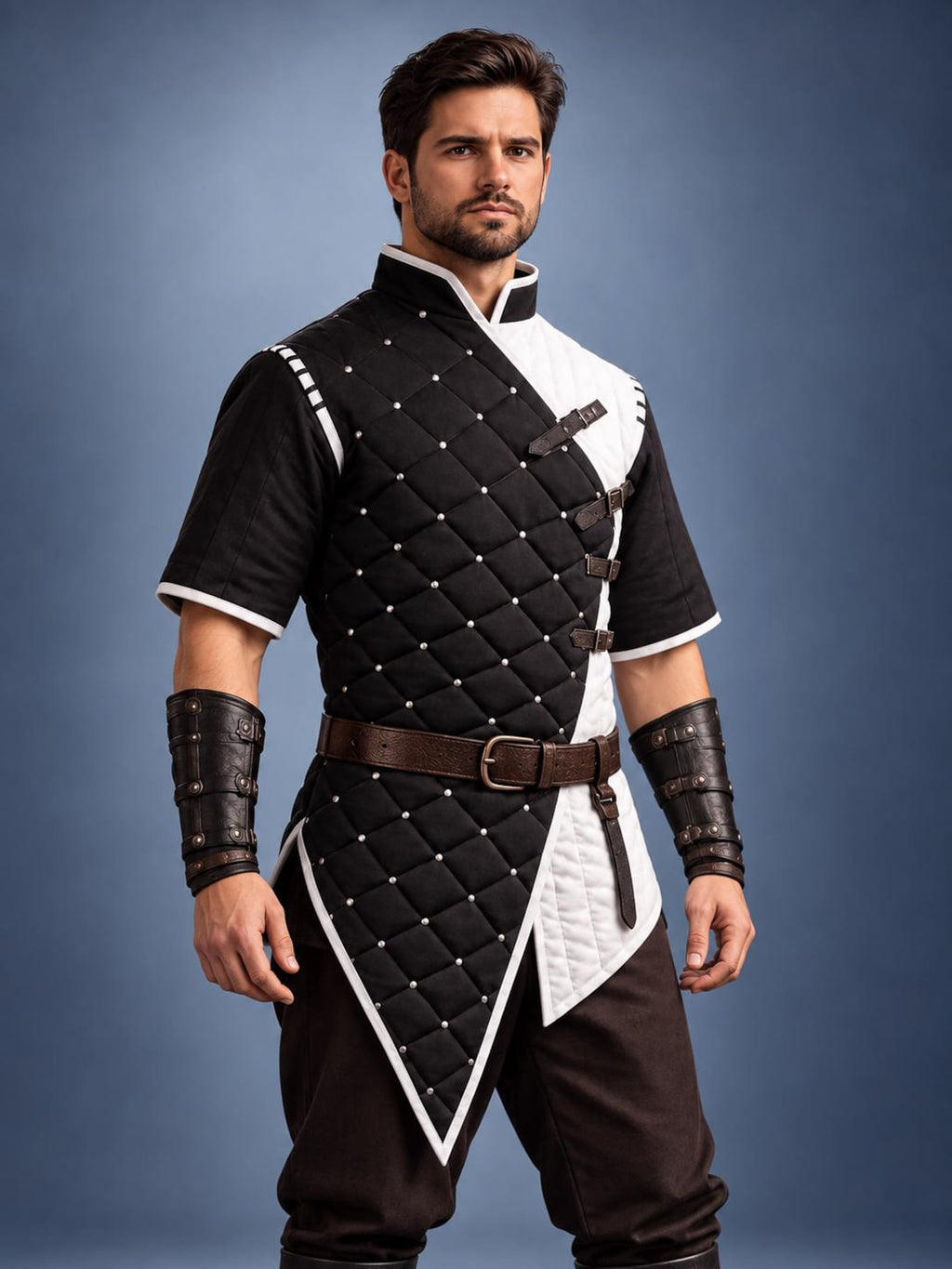 Men’s Medieval Gambeson Tunic, Quilted Padded Armor, LARP Knight Costume, Renaissance Reenactment Outfit