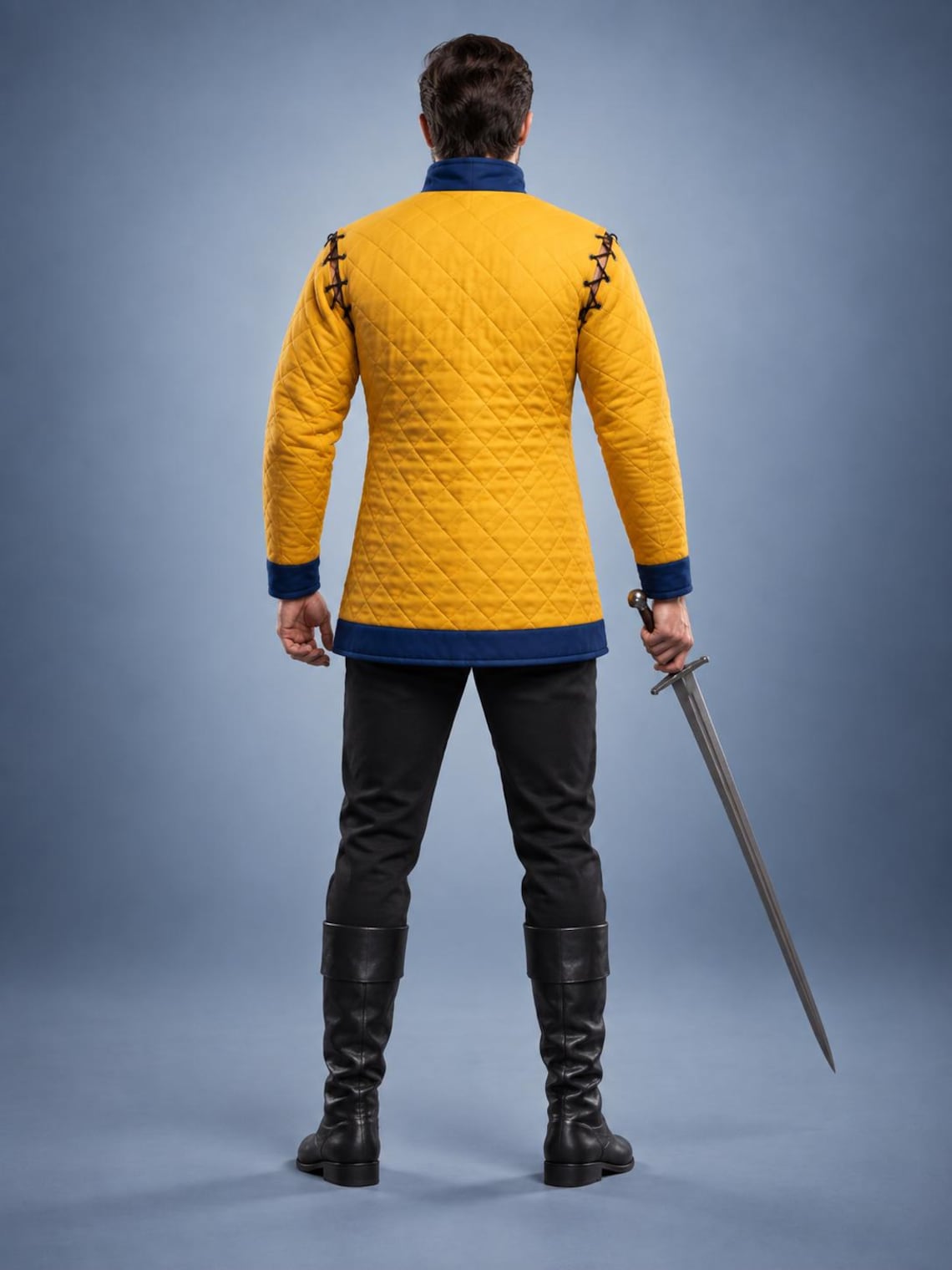 Men's Yellow Quilted Gambeson Jacket, Medieval LARP Armor, Renaissance Warrior Costume