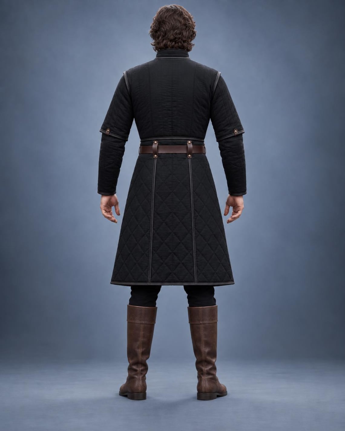 Men's Black Quilted Gambeson Coat, Medieval LARP Armor Jacket, Renaissance Warrior Outfit