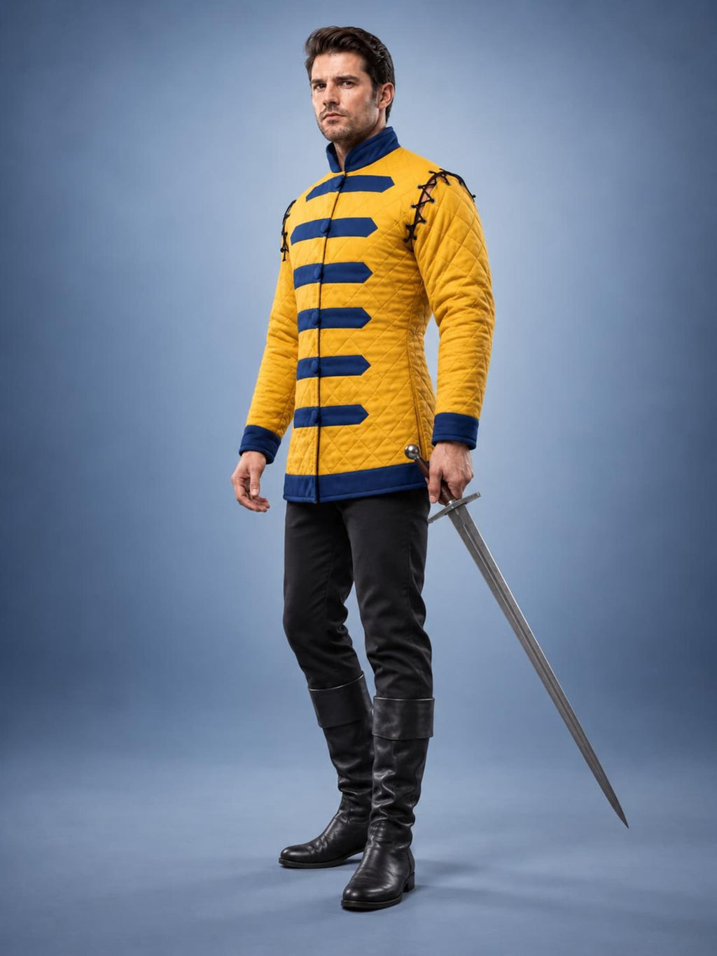 Men's Yellow Quilted Gambeson Jacket, Medieval LARP Armor, Renaissance Warrior Costume