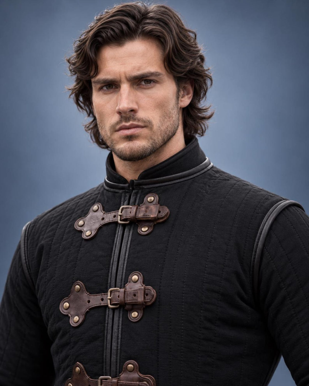 Men's Black Quilted Gambeson Coat, Medieval LARP Armor Jacket, Renaissance Warrior Outfit