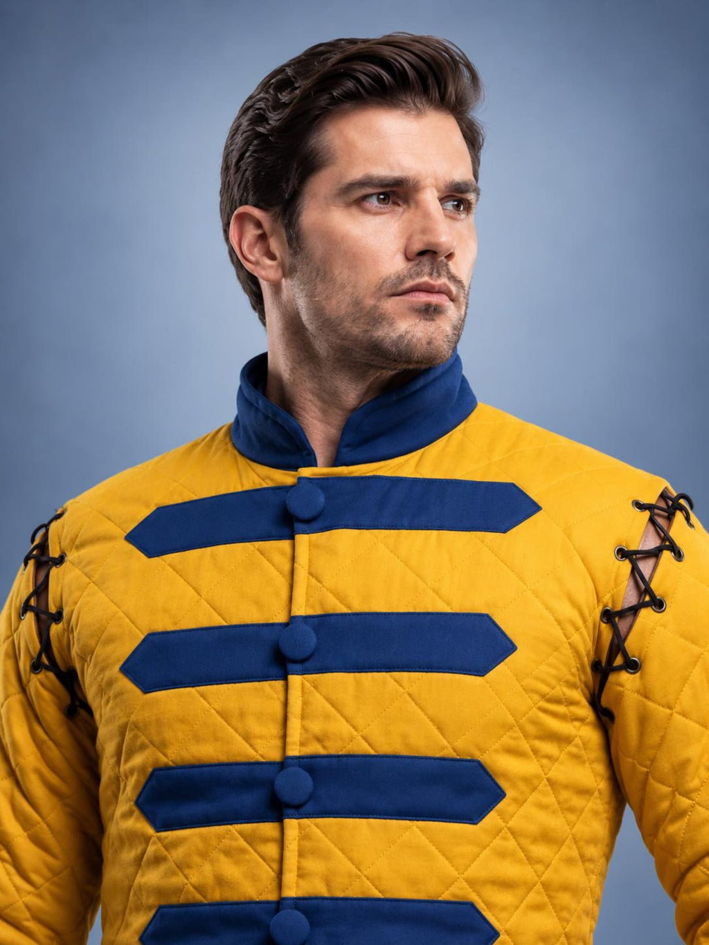 Men's Yellow Quilted Gambeson Jacket, Medieval LARP Armor, Renaissance Warrior Costume