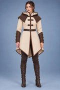 Women’s Medieval Gambeson Coat, Hooded Quilted LARP Armor, Renaissance Warrior Jacket, Fantasy Reenactment Costume